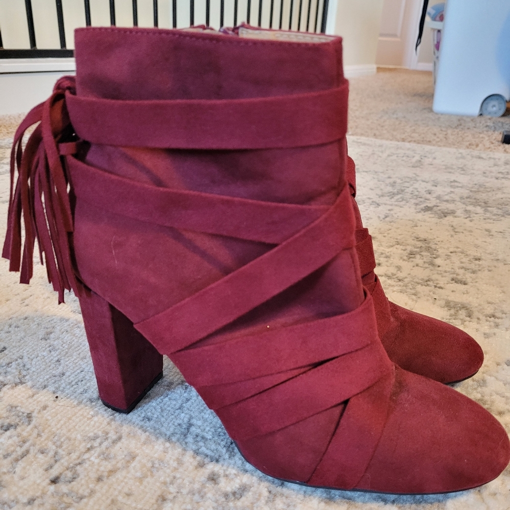 Burgundy booties